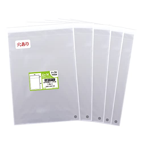 アート・エム【国産】テープ付空気穴あり 透明OPP袋(透明封筒)30ミクロン厚(標準) (500枚, 角2サイズ #30(標準)(240×332+フタ36mm)/二つ折り発送)