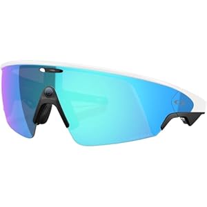 Oakley | Meta Vanguard with Meta AI, Audio, Photo, Video Compatibility – White, Prizm™ Sapphire