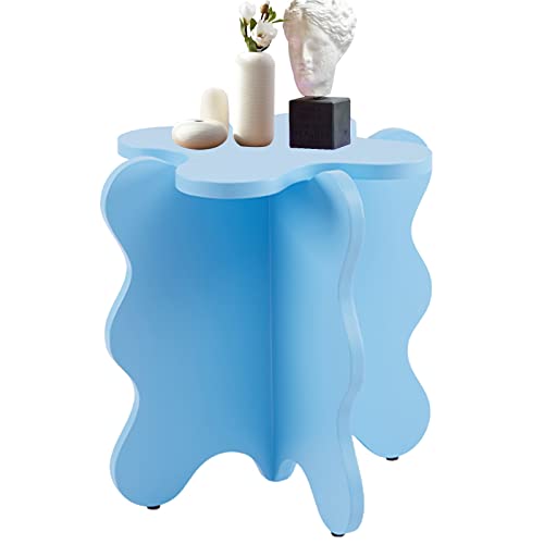 GNYVZXPLQ Mesa Auxiliar Sofá, Mesa de Centro Petal, pequeña Mesa Auxiliar con Patas en X de MDF, Multicolor, 45 x 50,5 cm (18 x 20 Pulgadas)(Blue B)