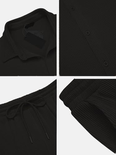 Image of CHKOKKO Men Training Suit Solid Polyester Summer Co-Ord Set With Polo Neck