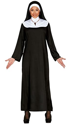 Guirca- Costume Da Suora Tunica Da Monaca Per Adulti, Bianco/Nero, 40-44, 80031