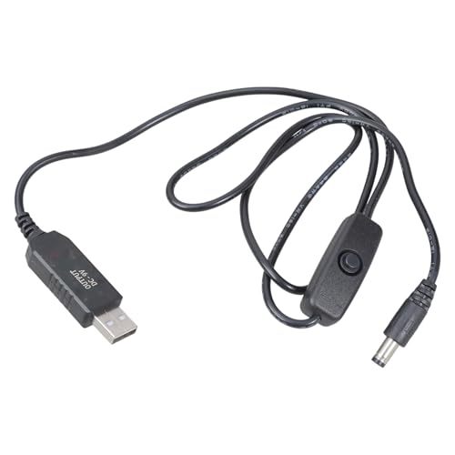 USB - DC5521 �����d���R���o�[�^�P�[�u�� 5V ���� 9V �d���A�_�v�^�R�[�h�A���[�^�[�p�X�C�b�`�t�� �t�@������� LED ���C�g�d�������P�[�u��