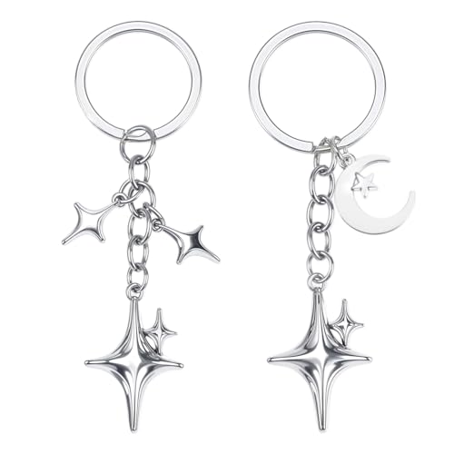 Classicseali - Classicseali 2pcs Star Keychain Clasp, Cool Keyrings, Dainty Stainless Steel Star Keyring Cute Keychains for Purse, Handbag, Backpack, Luggage, Car Key - Aesthetic Keychain for Women Girls Teens