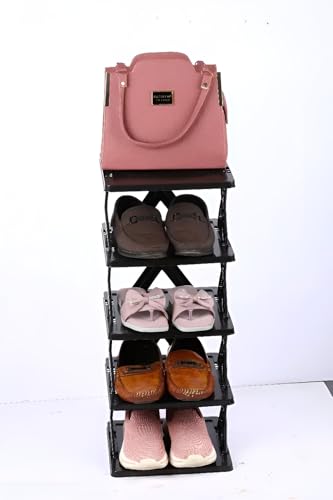 Image of STELITE Premium 6 Layer Plastic Shoe Rack for Home Strong Adjustable Shoe Organizer Shelf Space Saving Multipurpose Storage Stand for Shoes Books Bags Entryway Bedroom Organizer (6 Tier Rack)
