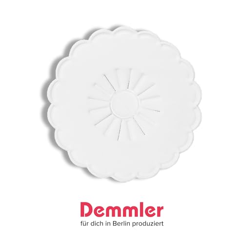 Demmler Tropfringe/Tropffänger 2er Set - Zum Abfangen von herunterlaufenden Tropfen - Farbe: Weiß - Insgesamt 60 Stück - inklusiv 4 Silberne Tassendeckchen - Made in Germany