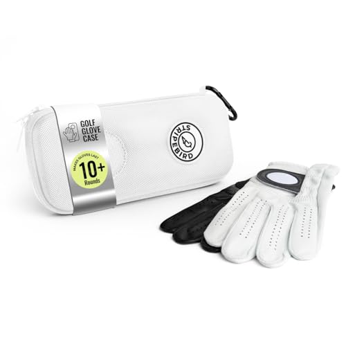 Stripebird - Original Performance Golf Glove Holder Case (White) - Protect and Keep Gloves Dry - Moisture Free Storage - Organizer