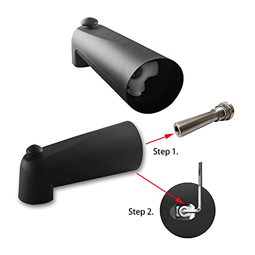 Sento Slip On Black Universal Bathroom Tub Spout With Diverter, Durable Heavy Duty Metal Bathtub Faucet With Shower Diverter - 7 Inches 1/2" Copper Pipe, Matte Black #TOP1