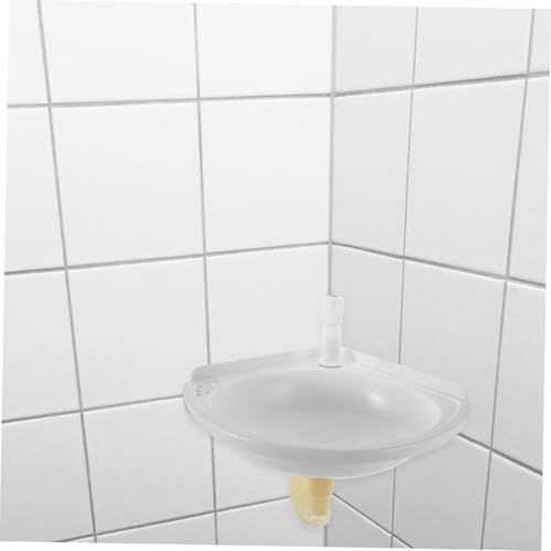 Lavabo de plástico Lurrose lavabo de esquina triangular blanco para baño pequeño 8