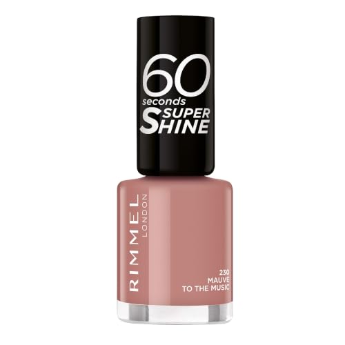 Image of Rimmel 60 Seconds Super Shine Nail Polish, 230 Mauve to the Music, Quick-Dry Nail Polish, Ultra-Shiny Finish, Easy to Apply, Vibrant Colour, Long-Wearing, Improved Formula, Vegan, 8ml