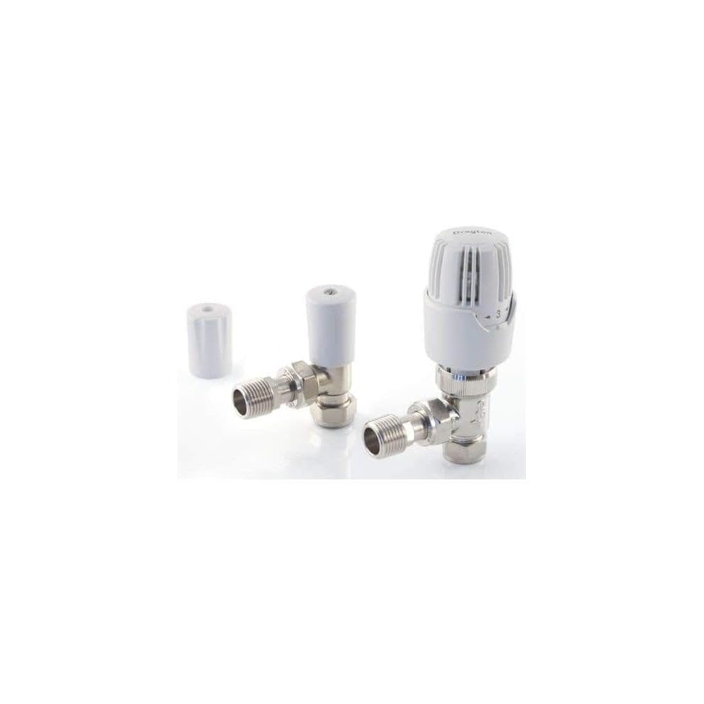 Drayton 10 260 White Angled Radiator Valve & Lockshield (Dia)15mm from B&Q
