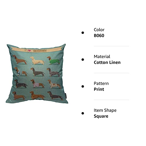 Mugod Dachshund Decoration Throw Pillow Cushion Covers Seamless Decorative Background With I Love Dachshunds Decorator Funny Pillows For Sofa Fall Home Decor Couch Pillow Case 18 X 18 Inch #TOP7