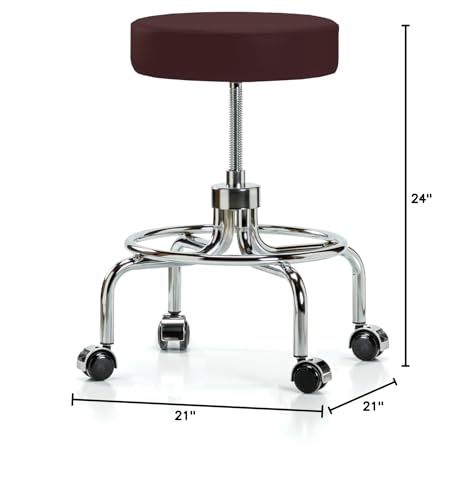 Image of Perch Retro Exam Stool | Medium Bench Height 18.5-24 inch | Burgundy Fabric