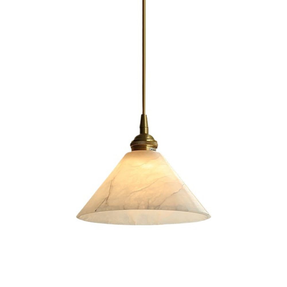 KBUUKYYXouy Natural Alabaster Pendant Light Cone Marble Hanging Fixture for Kitchen Island White Stone Lamp Adjustable Cords Gold Drop for Living Room Dining Cafe Stairs
