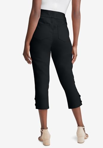 Jessica London Women's Plus Size Comfort Waist Stretch Denim Lace-Up Capri2