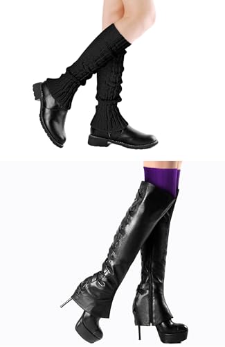 Image of fauson Leg Warmers for Women Y2k - 80s Ribbed Knit Leg Warmers for Boots