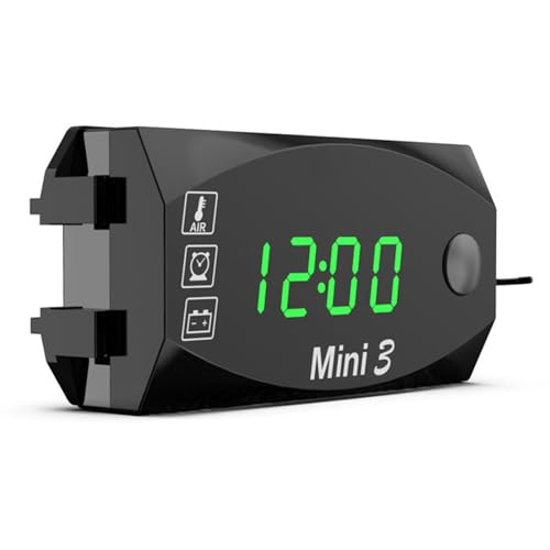 Meichoon 3 en 1 Voiture Horloge Numérique Voltmètre Thermomètre 12V Étanche Batterie Moniteur De tension LED Grand Écran Affichage pour Motoa Véhicules...