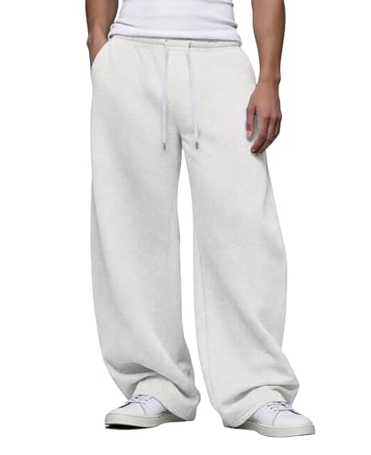 Image of Susclude Mens Lightweight Baggy Sweatpants Wide Leg Gym Lounge with Pockets | Wide Leg, Premium Cotton Blend, Inner /Outer Drawstring, 3 Pockets, Y2K Oversized, Breathable for Gym Lounge All Seasons
