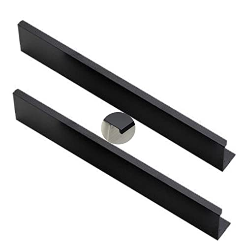 隠しドアハンドル 隠しハンドルスペースアルミニウム目に見えないハンドルワードローブキッチン食器棚キャビネットブラック2個(Overall length 1200mm)