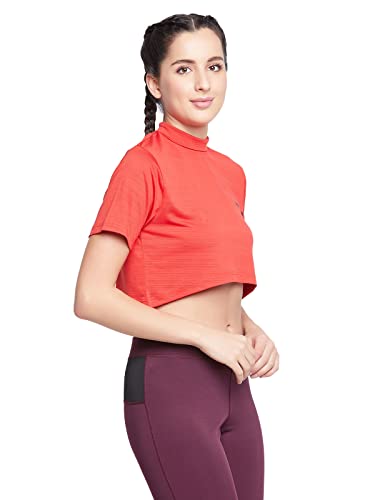 Image of Clovia Women's Comfort-Fit Active Crop Top - Yellow