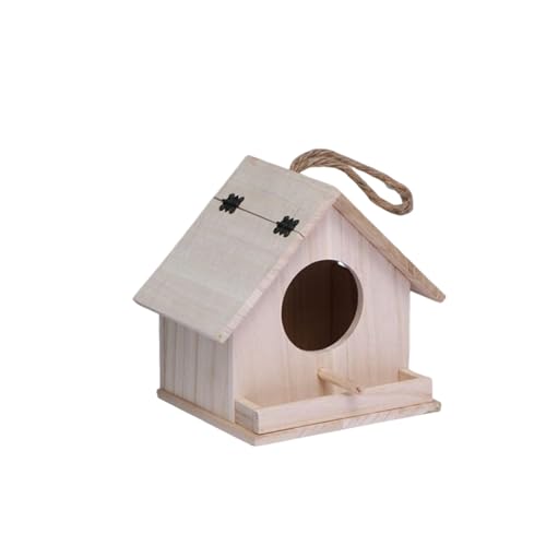 野鳥用巣箱 野鳥の餌台 木制 鳥小屋 ハウス ミニ木製の鳥の巣の家 鳥小屋 屋外 小動物用ハウス 隠れ家 小さ な鳥のためのハンギングバードハウス 家の装飾 親の贈り物鳥用品 ブッジー巣暖かい木製の鳥の巣の家 繁殖箱吊り下げ巣鳥巣鳥ケージ ホワイト