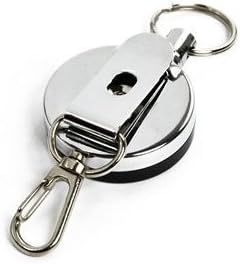 Cosmos 2 PCS (D) Silver Color Metal Retractable Reel with Belt Clip, Belt Loop Clasp & Key Ring for Key/ID Badge/Nurse with Cosmos Fastening Strap