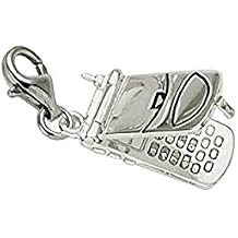 Rembrandt Flip Phone Charm with Lobster Claw Clasp, Charms for Bracelets and Necklaces