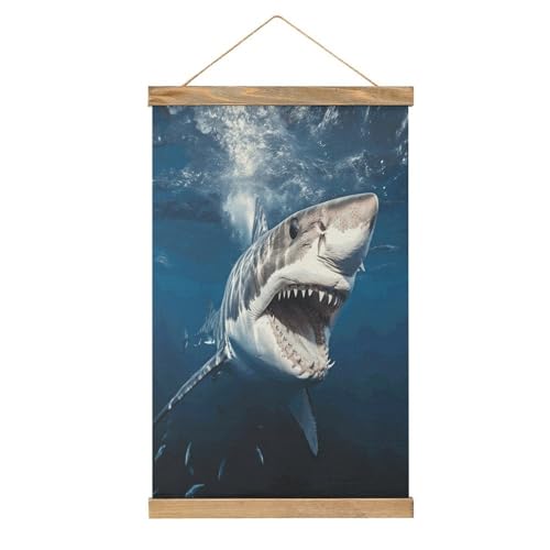 Arte de pared de gran tiburón blanco para renovar la decoración de tu oficina