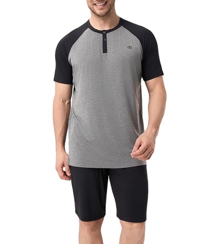 DAVID ARCHY Men's Summer Bamboo Rayon Fiber Soft Fresh Breathable Sleepwear, Black, M