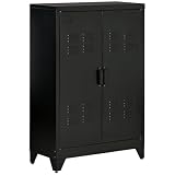 HOMCOM Armadio Portadocumenti a 2 Ante in Metallo 75x33x110 cm Nero