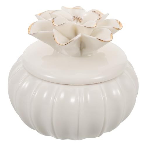 BESPORTBLE Tarro de Porcelana Pequeño para Joyas Tapa Joyero Decorativo Estilo Nórdico Caja Organizadora de Cerámica para Accesorios y Recuerdos el Hogar