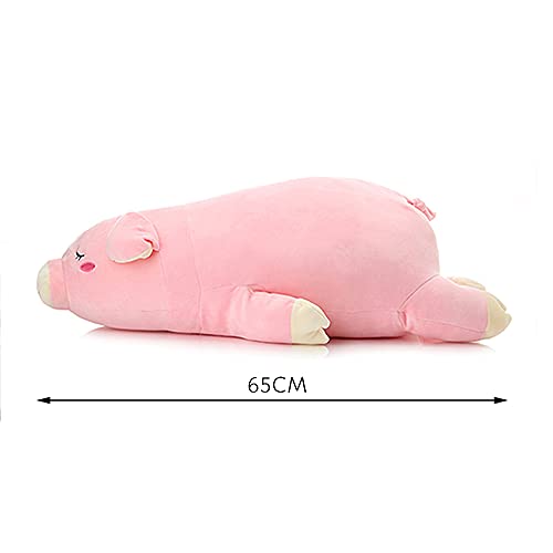 Lazada Plush Pig Stuffed Piggy Super Soft Hugging Pillows For Kids Toys Pink 25"(L) #TOP5