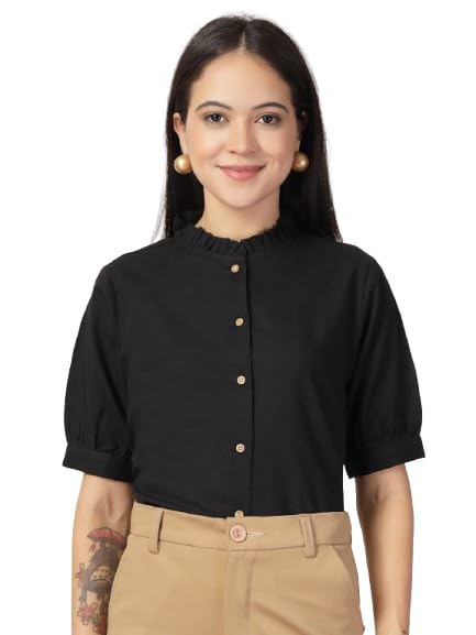 Image of Style Quotient Women Solid Beige Regular Fit Flex Formal Shirt