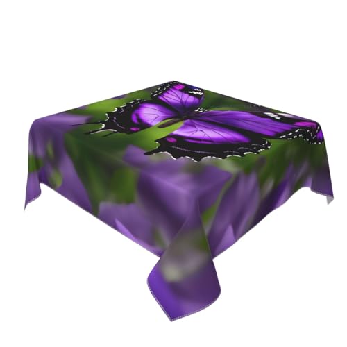 Nappe carrée papillon violet de Noël - Nappe de table douce infroissable - 3