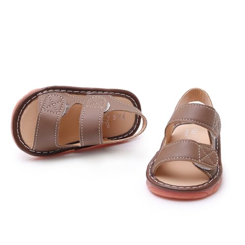 Image of WILLFUN Baby Boy Girl Summer Infant Squeaky Sandals Premium Rubber Sole Closed-Toe Non-Slip Shoes Toddler First Walkers