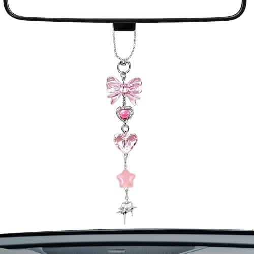 Y2K Car Accessories, Trendy Rear View Mirror Charm for Women Aesthetic