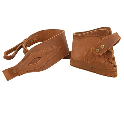 OXPANG Cowhide Adjustbale Gun Sling with No Drill Rifle Recoil Pad Cover No Drill Buttstock for Hunting (Brown)