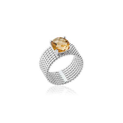 Bague Annabella Argent multi-rangs et pierre jaune pour illuminer vos tenues de soirée