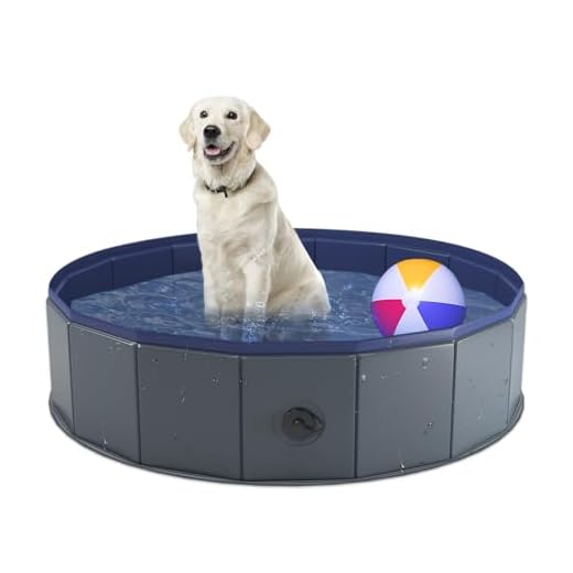 Niubya Foldable Dog Pool, Collapsible Hard Plastic Dog Swimming Pool, Portable Bath Tub for Pets Dogs and Cats, Pet Wading Pool for Indoor and Outdoor, 32 x 8 Inches