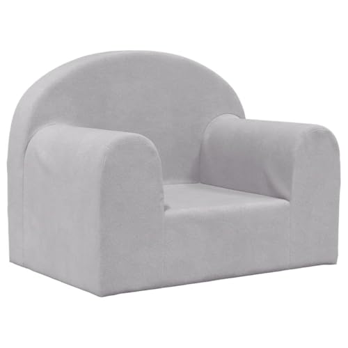 vidaXL Canapé pour Enfants, Siège avec Accoudoirs, Fauteuil avec Dossier pour Tout-Petits, Meuble de Chambre, Gris Clair Peluche Douce