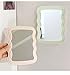 KZhuim Green Wave Foldable Makeup Mirror - Minimalist Desktop Vanity Mirror, Eco-Chic Decor for Bathroom, Bedroom, Office (7.8