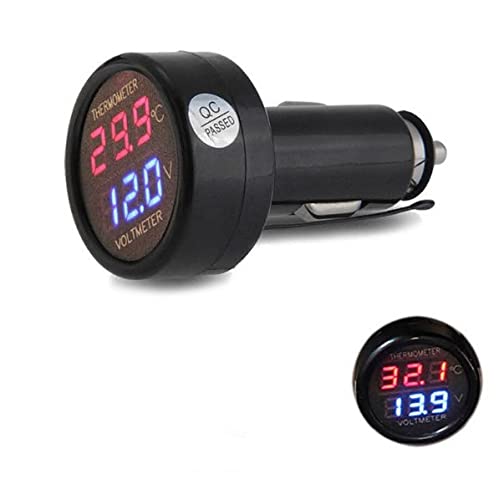 2in1 シガーライター式LEDデジタル温度計電圧計 12V?24V車対応