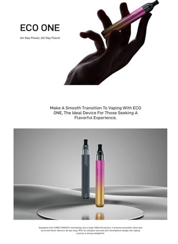JKJ Va***poresso ECO ONE Kit Batteria incorporata da 1100 mAh con cartuccia vuota da 2 ml Adatta per pod in rete da 0,8/1,2ohm Uscita sigaretta elettronica da 16 W - Senza nicotina - 3