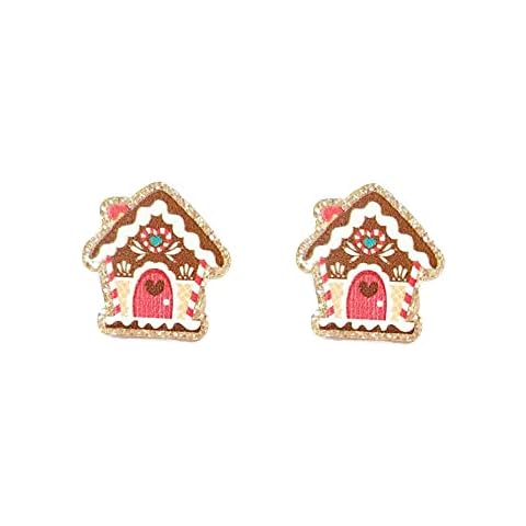 Christmas Theme Acrylic Stud Earrings Candy House Santa HoHoHo Piercing Studs Earring for Women Accessorices Cute Xmas Party Festive Jewelry Gifts Holiday (House) Cover