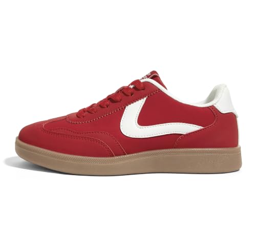 Image of LUCKY STEP Women's Retro Trainers, Casual Shoes,Red,8US-38-5UK