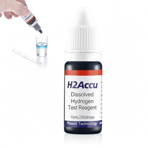 Hydrogen Water Test Kit - H2 Tester Blue Drops Reagent, H2Accu Dissolved Hydrogen ppm Testing, Checking, Measurement & Meter Kit, Reliable up to 10000 ppb, 10 mL