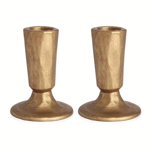Mofunci Retro Iron Candlestick Holders Set of 2, Gold Candle Holders Heavy Weight, Taper Candle Holders Perfect for Dining Table, Wedding, Party, Mantel