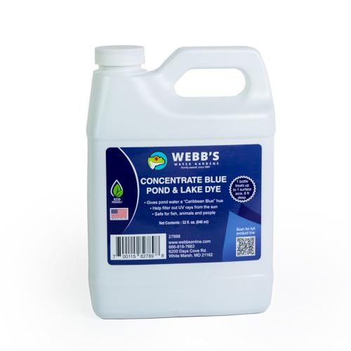 Webb's Water Gardens Concentrate Blue Pond Dye - Ideal for Fish, Plants and Pets - 32 fl Ounces by Webb's Water Gardens - Used condition - US$21.53