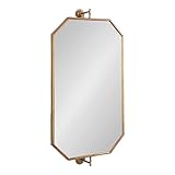 Kate and Laurel Darbridge Traditional Octagon Pivot Mirror, 24 x 47, Antique Gold, Vintage Adjustable Bathroom Wall Mirror for Use Horizontally or Vertically