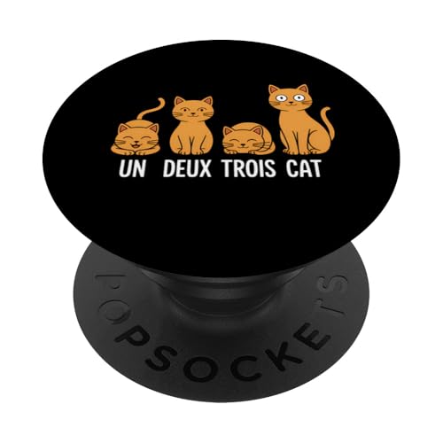 Un Deux Trois Cat – Divertido juego de palabras de gato francés PopSockets PopGrip Adhesivo