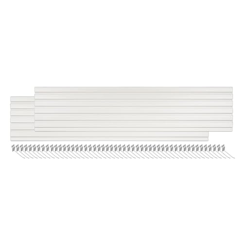 Organizer do paneli Slatwall z 50 haczykami, łączące się panele ścienne do przechowywania, garaż, kuchnia, warsztat, sklep detaliczny, montowany na ścianie, z PCW, 2 szt